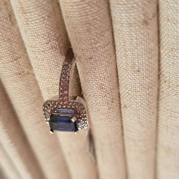 KOHL'S BRAND STERLING SILVER BLUE & WHITE LAB CREATED SAPPHIRE RING SIZE 7 - Picture 15 of 16